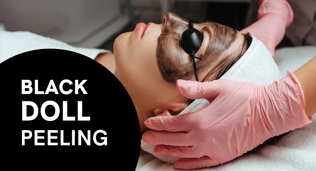 Grafika przedstawiająca efekt peelingu węglowego Black Doll